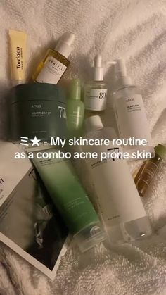 my skincare routine for combination acne prone skin 🌟 Korean Skin Care Products, Beginner Skin Care Routine, Acne Prone Skin Care, Cream For Oily Skin, My Skincare Routine, Good Skin Tips, Olive Young, Acne Cleansers