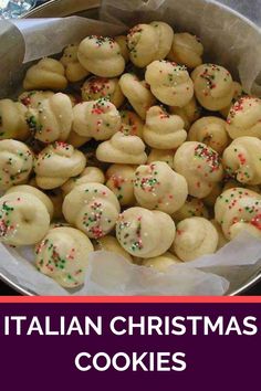 italian christmas cookies with sprinkles in a pan