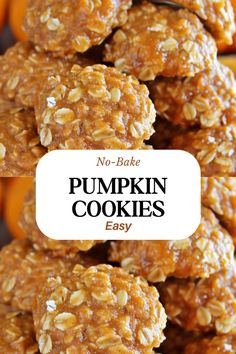 no bake pumpkin cookies stacked on top of each other