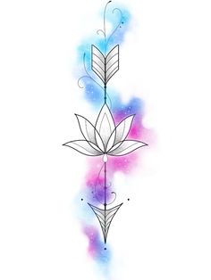 a watercolor drawing of a flower with leaves on it's side and the words,