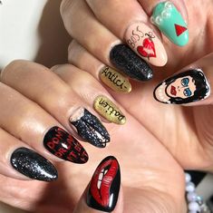 Rocky Horror Picture Show Nail Art, Holoween Nail, Horror Movie Nails