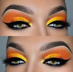 Machiaj Smokey Eyes, Yellow Eye Makeup, Makeup Cantik, Make Up Designs, Makeup Idea