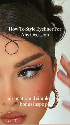 Inspo Pics, How To Style, Eyeliner, A Woman, Hoop Earrings, Makeup, Hair, Blue, Black