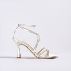 Material: Metallic Nappa Color: Silver Style: Sandal Heel: 85mm (3.3") Made in Italy Stiletto Sandals, Sharp Dressed Man, White Style, Strappy Sandals, Easy Wear, Gold Hardware, Silver Fashion, Stiletto Heels, Metallic Silver