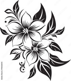 a black and white flower tattoo design