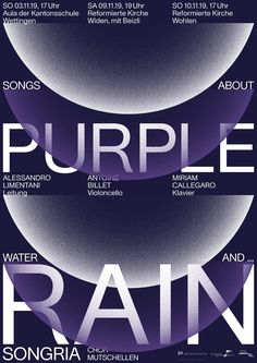 the poster for purple rain is shown in black and white, with an image of three circles