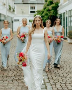 Refined Colour Palettes = Our Specialty 💐 Megan’s vision for her wedding at Fulham Palace in London was our ideal, colourful brief. A range of soft pastels, accented by vibrant specialty blooms - especially that gorgeous hot pink colour! These bold and bright bouquets perfectly accented the soft blue of the bridesmaids' dresses and brought ALL the summer vibes. All the dreamy shades for a vibrant London wedding! Oh, we just LOVE colour! 💖 #thewaytobloom #londonwedding #londonweddingflo... Bridesmaids Dresses, Wedding Flower