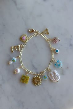 Charm Bracelet Pink, Charm Ideas, Sun Charm, Necklace Diy