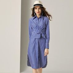 Item Code:2107078148158Item Type: DressMaterial: 100%CottonStyle: Casual,FashionSeason: SpringCollar:Turn-Down Collar Closure Type: Single BreastedPattern Type: StripedDecoration: Belt,ButtonSleeve Length: Long SleeveSleeve Style: RegularDress Length: Mid-CalfSilhouette: A-Line Size S(Fit for EU 38,US8,UK12,AU12,NZ12)Length: 106.00 cm/ 41.73 "Bust: 94.00 cm/ 37.01 "Waist: 90.00 cm/ 35.43 "Shoulder: 38.00 cm/ 14.96 "Sleeve Length: 60.00 cm/ 23.62 "Size M(Fit for EU 40,US10,UK14,AU14,NZ14)Length: Collar Fashion, Striped Dress, Dresses For Work, A Line, Shirt Dress, Sleeve Length, Turn Ons, Collar