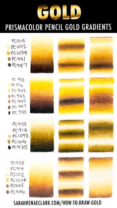 the color chart for gold is shown with different shades