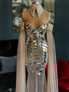 Glam Wedding Dress Couture Candy, Glam Dresses Dona Matoshi, Egyptian Dress Goddesses, Drag Brunch Outfit, Met Gala Dresses Ideas, Elaborate Dresses, Crystal Outfit, Chandelier Dress, Dona Matoshi