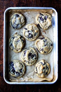 chocolate chip cookies on a baking sheet ready to be baked in the oven or used as an appetizer