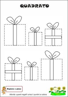 a worksheet for children to learn how to draw and color the present boxes