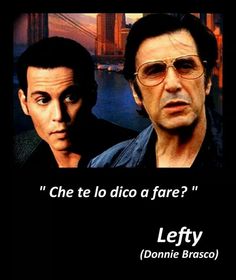 two men in front of a bridge with the caption'che te i dio a fare? lefty '