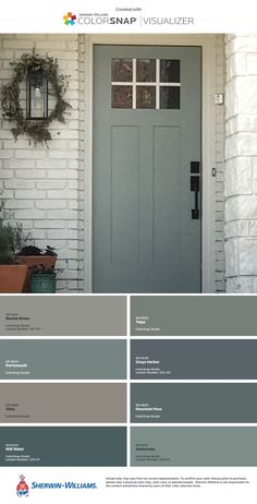 the front door is painted gray and white