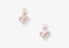 Precious Pansy Clip-on Drop Earrings | KATE SPADE Kate Spade Earrings, Spade Jewelry, Kate Spade Jewelry, Pansies, Kate Spade New York, Clip On, Mother Of Pearl, Kate Spade, Drop Earrings