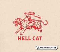 an image of a woman riding on the back of a tiger with words hell cat