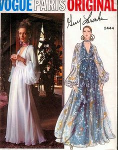 Dress Full Sleeves, Fancy Dress Patterns, Gown Patterns, 70s Fashion Women, 70s Vogue, 70s Wedding Dress, Wedding Dress Sewing Patterns