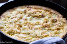 a casserole in a cast iron skillet