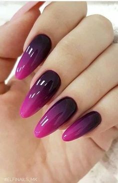 Nail Art Fucsia, Ombre Purple Nails, Acrylic Nails Stiletto, Purple Ombre Nails, Unghie Sfumate, Ombre Nail Designs, Nail Art Ombre