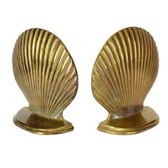 pair of brass shell bookends