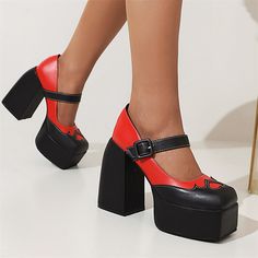 Shop Red Mary Janes Chunky High Heels Platform Heart Shape Buckle Heels color Red for Big Day, Date, Going out with worldwide Free shipping & Free return. Red Mary Janes, Royal Women, Buckle Heels, Heels Platform, Chunky High Heels, Buckled Heels, Platform High Heels, Shipping Orders, High Heel Pumps