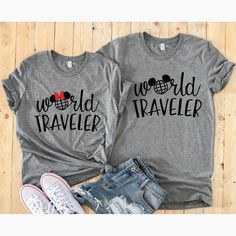 World Traveler Minnie And Mickey Mouse Matching Shirts - Disney Couples Custom T Shirt Disney Tshirt For Men, Disney Tshirts For Adults, Disney Vinyl Shirts Men, Group Disney Drinking Shirts, Frozen Matching Shirts Disney, Adult Disney Tshirts, Couple Tshirts Cute Disney, His Her Disney Shirts, Cute Disney Sayings For Shirts