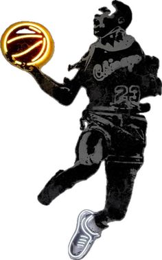 a drawing of a basketball player with a ball in his hand and the number 23 on it