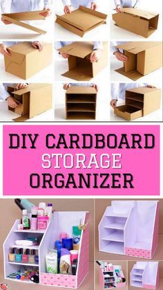 the diy cardboard storage organizer is great for small items