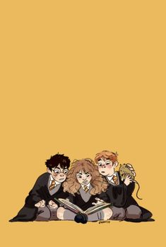 three harry potters are sitting on the floor