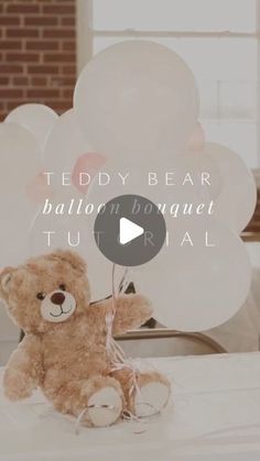 Gifts Table Baby Shower, Bear Balloon Backdrop, Teddy Bear With Balloons Centerpiece, How To Make Teddy Bear Centerpieces, Teddy Bear Party Theme, Teddy Bear Shower Centerpiece, Vintage Teddy Bear Baby Shower Theme, Teddy Bear Centerpiece Ideas, Bearly Wait Balloon Arch