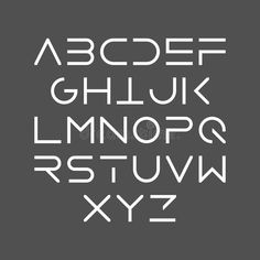 the english alphabet in white on a gray background