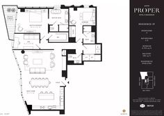 an apartment floor plan with three bedroom and two bathroom areas, one living room on the second