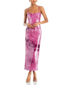 Bardot Infinite Sequin Maxi Dress Sequin Dress Midi, Maxi Sequin Dress, Pink Sequined Maxi Dress, Luxury Pink Sequin Festive Dress, Pink Sequined Floor-length Maxi Dress, Bardot Junior Dress, Glamorous Pink Maxi-length Sequin Dress, Cocktail Dress Code, Colorful Maxi Dress