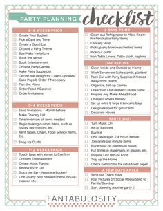 a printable party planning checklist