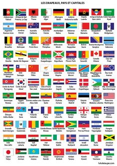 the flags of different countries with their names in english and spanish, all on one page