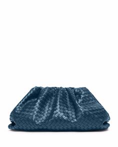 Bottega Veneta The Pouch Intrecciato Clutch Bag Bottega Veneta The Pouch, Bottega Veneta Pouch, Fancy Purses, Crocodile Bags, Blue Accessories, Frame Bag, Leather Clutch Bags, Rich Colors, The Pouch