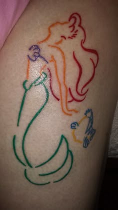 the little mermaid tattoo has been drawn on someone's arm for years to come