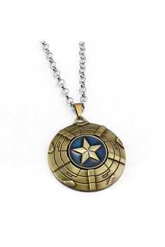 the captain's shield pendant is shown on a chain