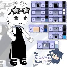 an anime character is standing in front of some buttons