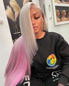 Lace Front Wig Virgin Human Hair White Grey Pink 150%Density Medium Cap 22" Sew In Hairstyles, Green Wig, Hair White, Pink Wig, Women's Wigs, Red Wigs, Hot Hair Styles