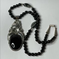 Pendent Has One Black Onyx Stone Whole Necklace Had Black Onyx Beads Sterling Silver Sterling Marking Pendent About 3 1/4 In Chain About 22 In Black Onyx Necklace, Onyx Necklace, Black Onyx Stone, Onyx Bead, Onyx Stone, Black Onyx, Womens Jewelry Necklace, Dream Closet, Black Silver