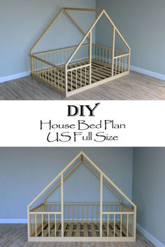 this is an image of a dollhouse bed frame and the measurements are shown below