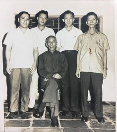 an old black and white photo of some people