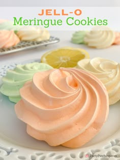 jell - o meringue cookies on a white plate