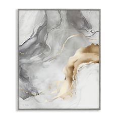 an abstract painting with gold and grey colors