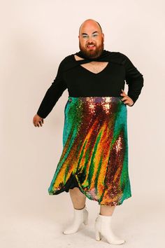 Introducing the Sequin Swing Skirt – where style meets sparkle and comfort meets glam! The elastic waist makes the garment comfortable and easy to wear. Dress the skirt up or down, it will fit easily into your wardrobe. Whether you're looking to make a statement at a party, add a touch of glam to your everyday life, or simply spread a little extra joy wherever you go – this skirt has got your back (and your twirl)! Because life's too short to blend in when you were born to stand out – and sparkl Sequin Tulle Skirt, Party Season Flowy Skirt For Night Out, Flowy Skirt For Night Out Party Season, Asymmetrical Skirt Bottoms For Party In Multicolor, Iridescent Sequin, Life's Too Short, At A Party, Wedding Guest Looks, Got Your Back