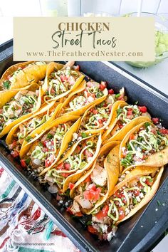 chicken street tacos in a baking pan