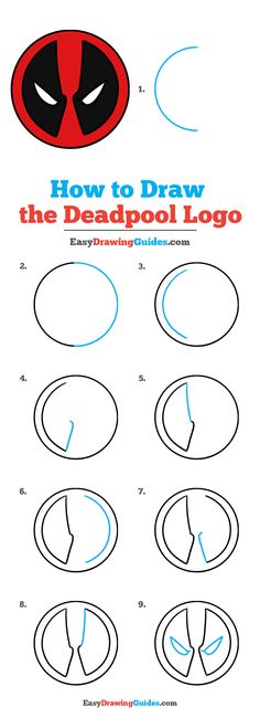 how to draw the deadpool logo with easy step - by - step drawing instructions