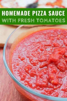 homemade pizza sauce with fresh tomatoes in a bowl